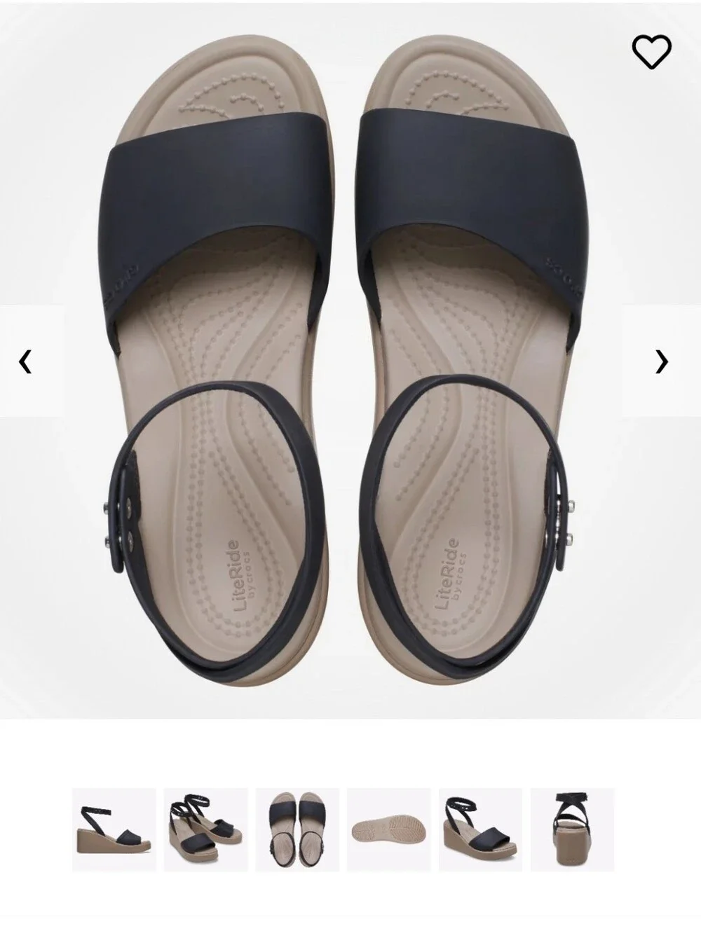 CROCS Brooklyn Ankle Strap Wedge, Black & Tan Wedge Sandals with Ankle Strap - Picture 15 of 16